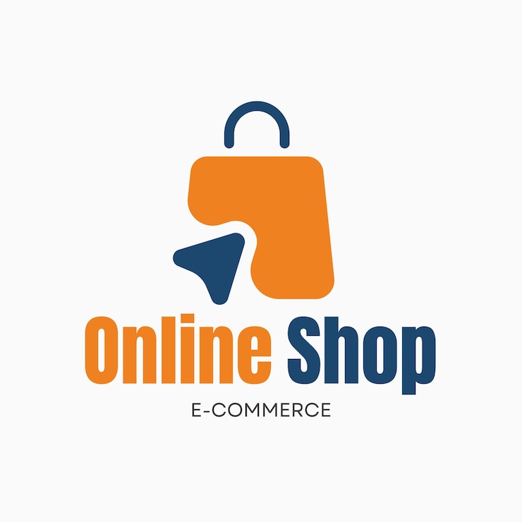 Vecteur logo gratuit de la boutique en ligne vectoriel bleu foncé et orange
