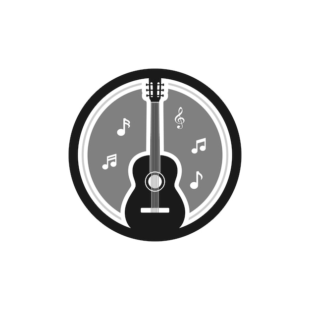 Logo De Guitare Acoustique Classique Avec Inspiration De Conception D'icône De Tonalité