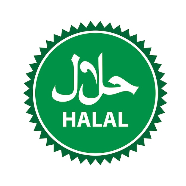 Vecteur logo halal. insigne halal, timbre rond et logo vectoriel. conception de panneaux halal