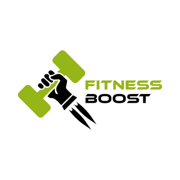 Vecteur logo d'haltère fitness boost