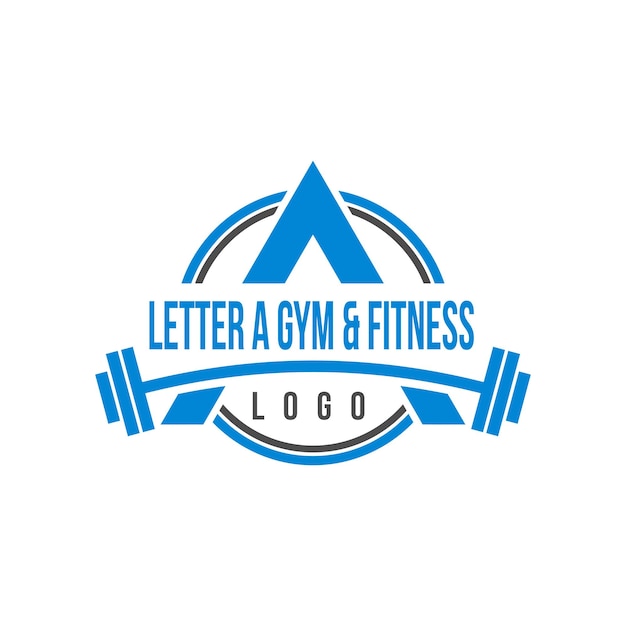 Vecteur logo d'haltères de fitness lettre a