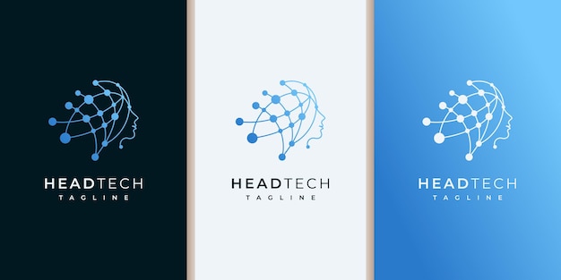 Logo Head Tech, Inspiration De Conception De Logo De Technologie Robotique