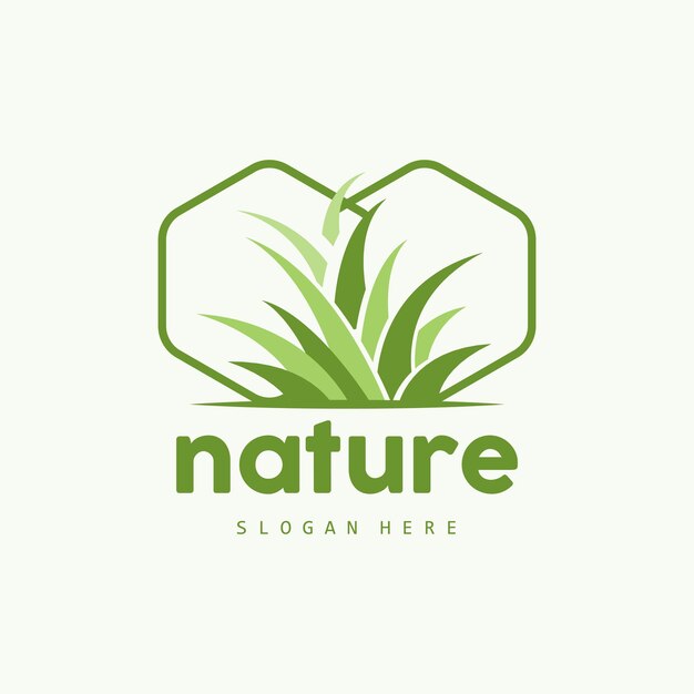 Logo Herbe Verte Nature Plante Vecteur Agriculture Feuille Conception Simple Modèle Icône Illustration