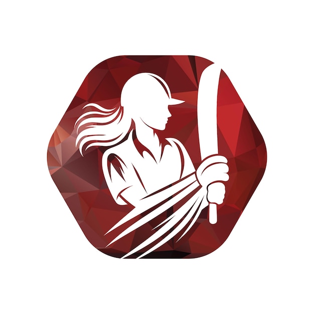 Vecteur le logo de l'hexagone du joueur de cricket concept vectoriel féminin