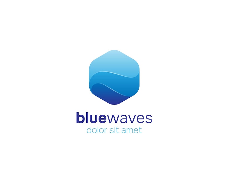 Vecteur le logo de l'hexagone des ondes bleues créatives