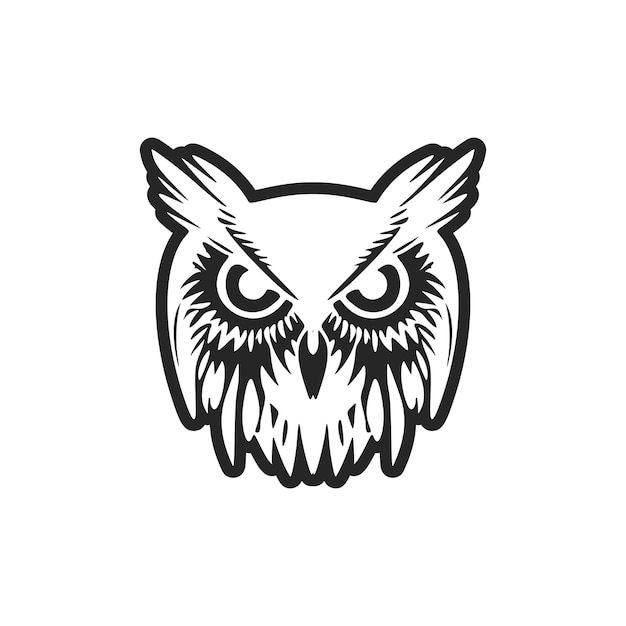 Un logo de hibou noir chic isolé sur fond blanc