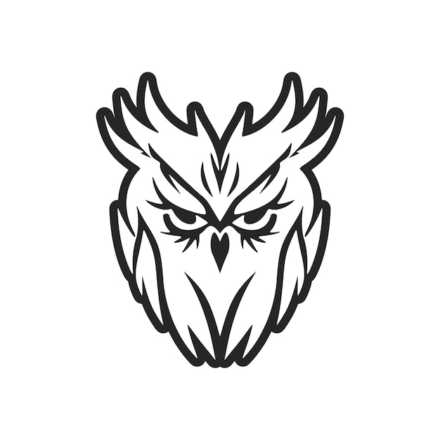 Logo de hibou noir simple et élégant isolé