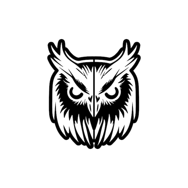 Un logo de hibou vectoriel avec un design blanc noir uni