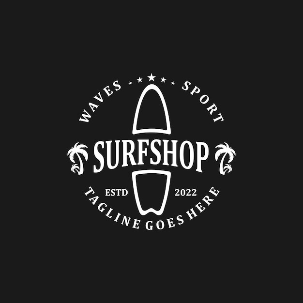 Logo Hipster De La Boutique De Matériel De Surf