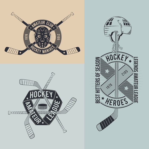 Logo De Hockey Inhabituel Dans Un Ensemble De Style Rétro