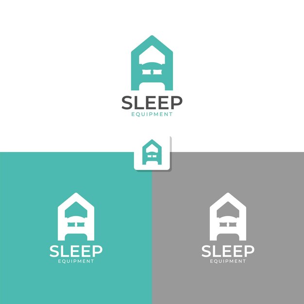 Vecteur logo de l'hôtel avec l'icône de l'équipement de couchage dans la maison