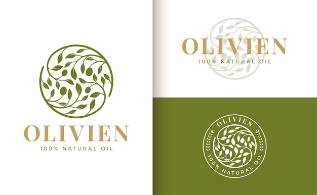 Logo D'huile D'olive Verte Avec Badge