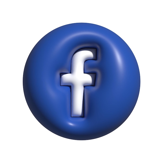 Logo D'icône Facebook Gonflé 3d Isolé