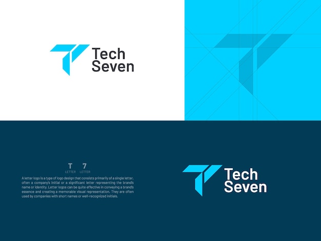 Vecteur logo d'icône de lettre alphabétique t 7 t7 7t