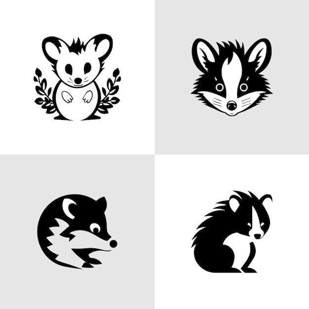 Vecteur le logo de l'icône de l'opossum est mignon