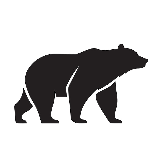 Vecteur logo d'icône d'ours illustration vectorielle noir et blanc moderne minimale logo de l'entreprise propre