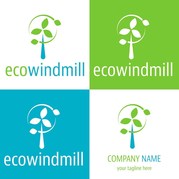 Logo Et Icône Pour Le Moulin à Vent Eco Power Pour Une Source D'énergie Renouvelable Et Une Entreprise D'économie Verte