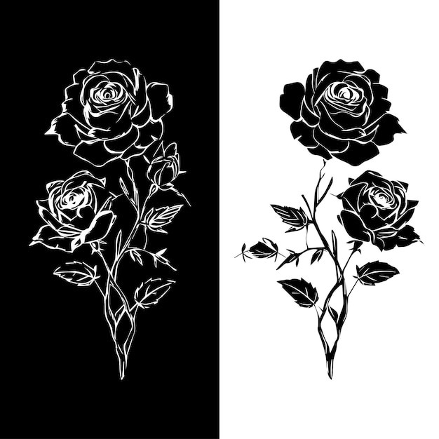 logo d'icône silhouette contour rose noir et blanc simple avec illustration vectorielle