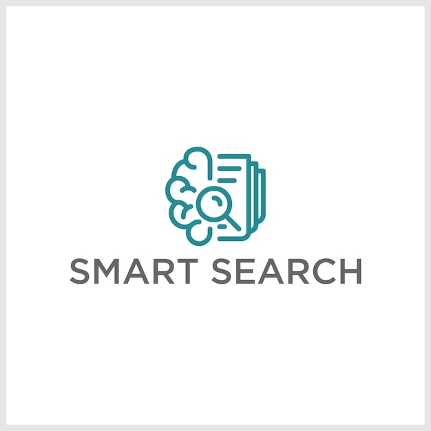 Vecteur logo et icône smart search logo ludique comportant une loupe qui est également un outil intelligent