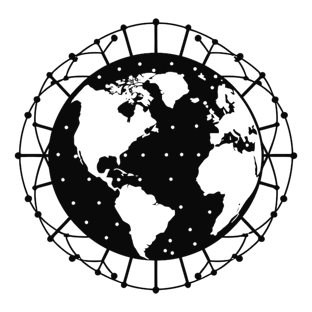 Vecteur le logo de l'icône technologique minimaliste de la terre