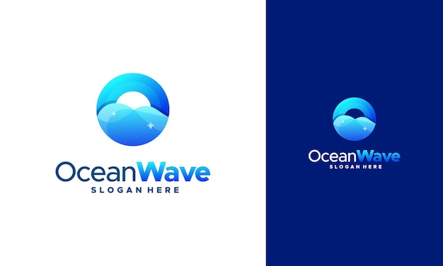 Logo Iconic Ocean Wave Moderne Avec Des Vagues. Illustration Vectorielle