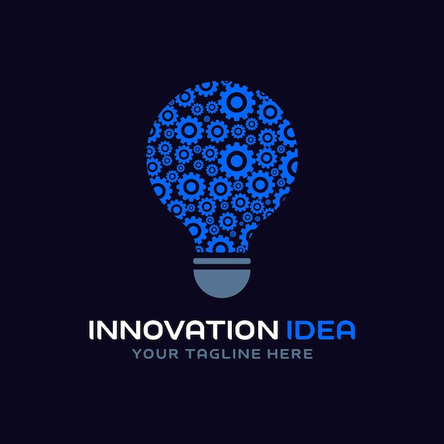 Vecteur logo d'idée d'innovation avec illustration de conception d'ampoule créative