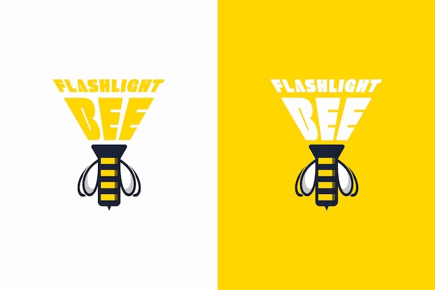 Logo D'illustration D'abeille De Lampe De Poche Avec Typographie