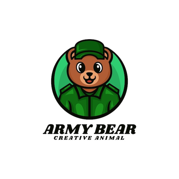 Logo Illustration Armée Ours Mascotte Dans Style Dessin Animé