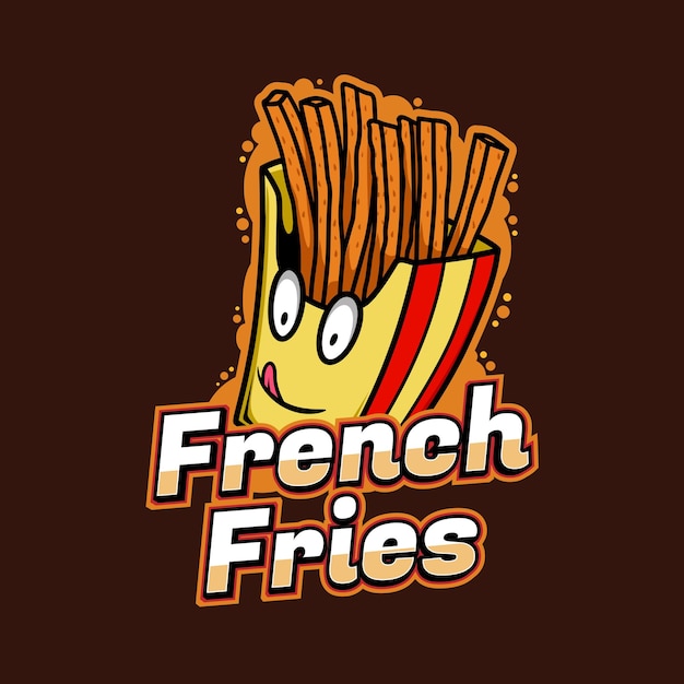 Logo d'illustration de caractères de frites pour les entreprises de hamburgers et de restauration rapide