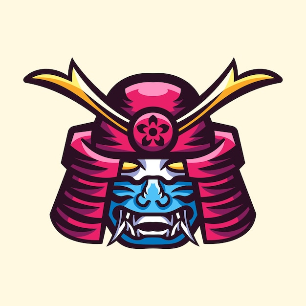 Vecteur logo d'illustration de casque de samouraï japonais kabuto