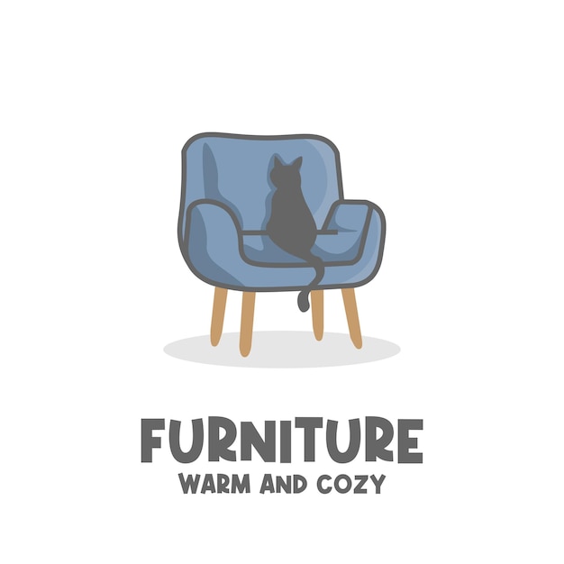 Logo d'illustration de chaise de meubles mignon et confortable