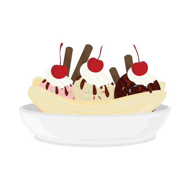 Vecteur logo d'illustration classique banana split