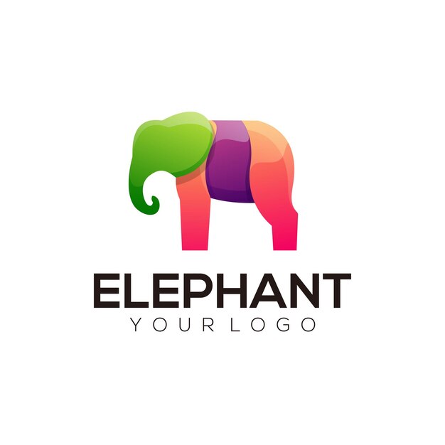 Vecteur logo d'illustration colorée d'éléphant abstrait