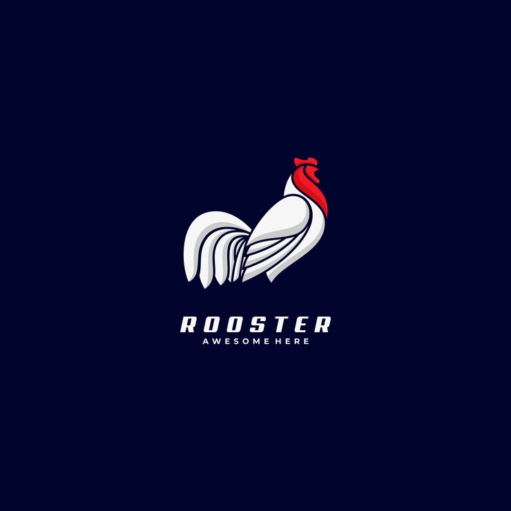 Vecteur logo illustration coq pose style mascotte simple