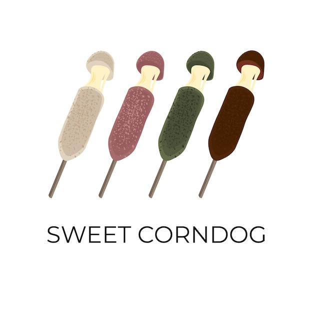 Logo D'illustration De Corndog Sucré Avec Garniture De Mozzarella Fondue