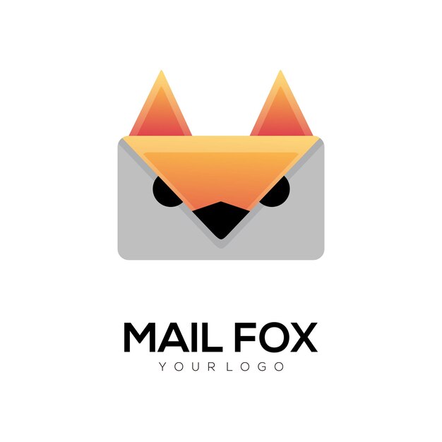 Logo Illustration Courrier Fox Style Coloré Dégradé