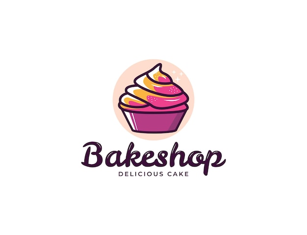 Vecteur logo d'illustration de cupcake coloré pour boulangerie et pâtisserie