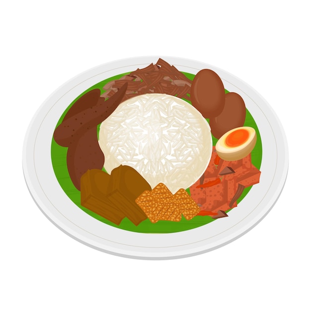 Vecteur logo de l'illustration du vecteur d'alimentation traditionnelle gudeg rice