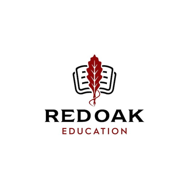 Logo d'illustration de feuilles de chêne et de livres, logo éducatif