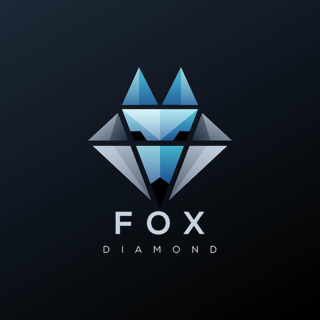 Logo illustration fox diamant style coloré dégradé