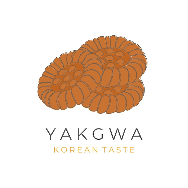 Vecteur logo d'illustration de gâteau yakgwa coréen traditionnel délicieux