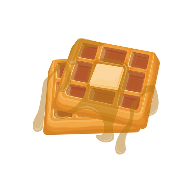 Logo D'illustration De Gaufre Avec Du Miel Et Du Beurre