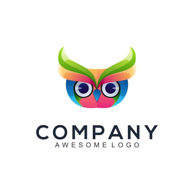 Logo Illustration Hibou Dégradé Coloré