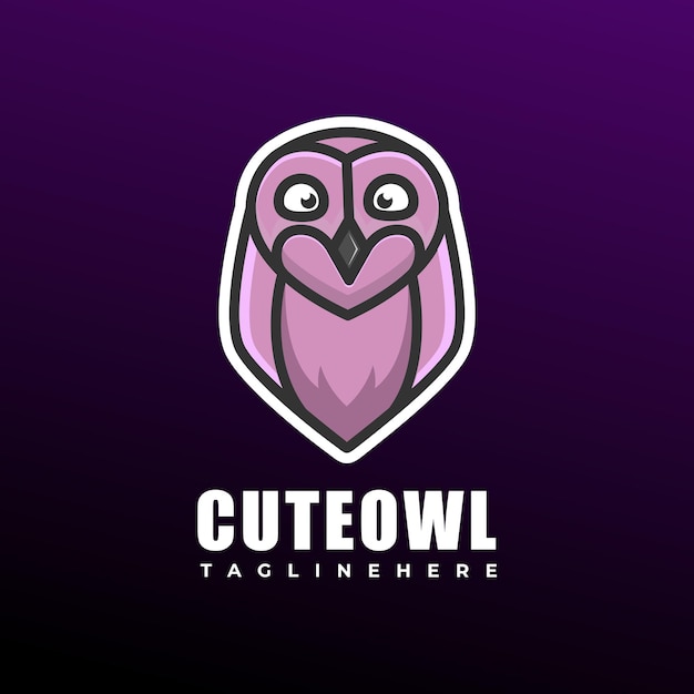 Vecteur logo d'illustration de hibou mignon