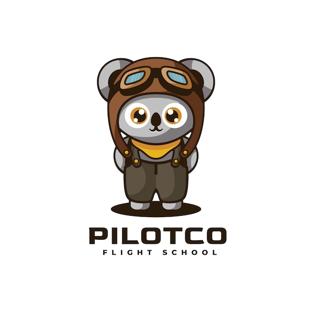 Logo Illustration Koala Mascot Cartoon Style.