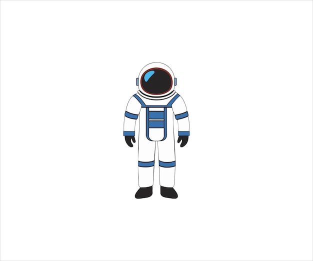 logo d'illustration de la mascotte de l'astronaute debout à plat dessiné à la main