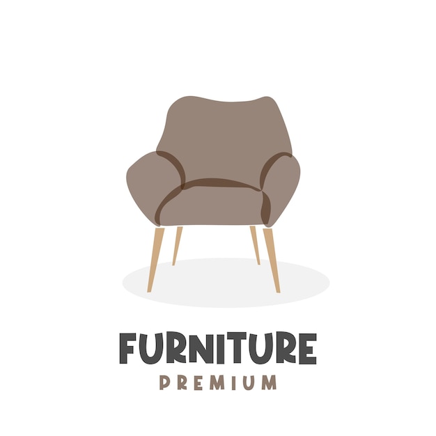 Logo d'illustration de meubles de chaise marron avec des couleurs qui se chevauchent