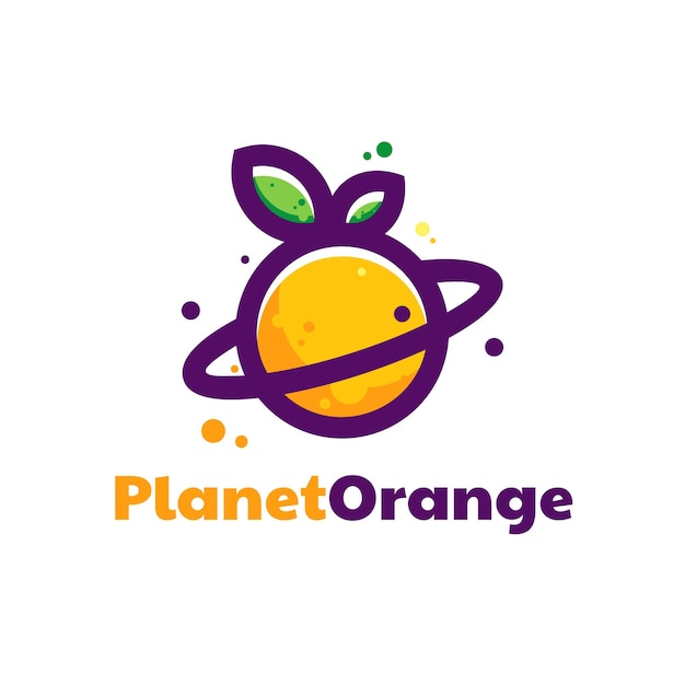 Logo Illustration Planète Couleur Orange Style Mascotte