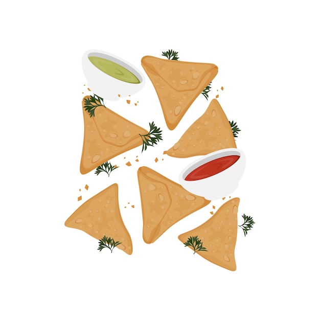 Vecteur logo d'illustration de samosa de pâtisserie frite