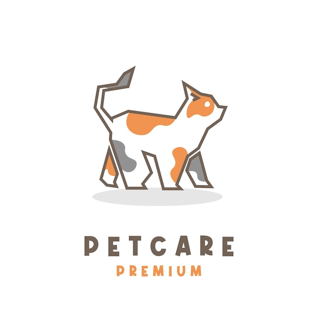 Logo d'illustration simple d'art de ligne de chat mignon